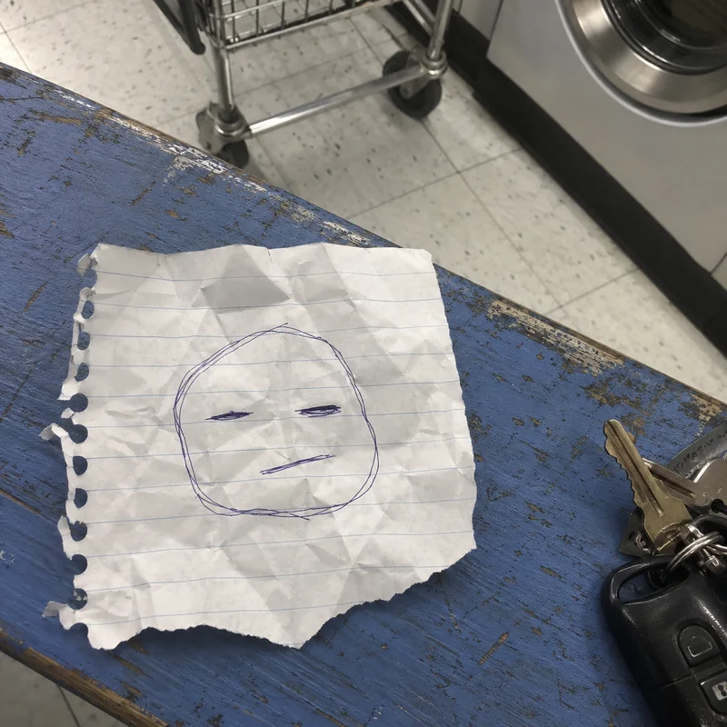 Studio concept: source photograph of a tired hand-drawn face