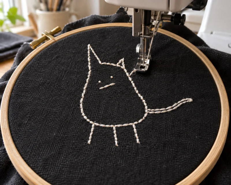 The cat concept interpreted in embroidery