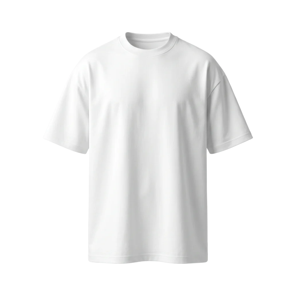 Front view of a premium blank, white oversized heavyweight t-shirt by Blnk, serving as the canvas for custom minimalist embroidery.