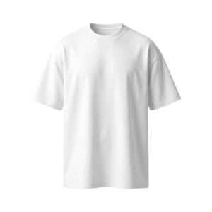 Front view of a premium blank, white oversized heavyweight t-shirt by Blnk, serving as the canvas for custom minimalist embroidery.