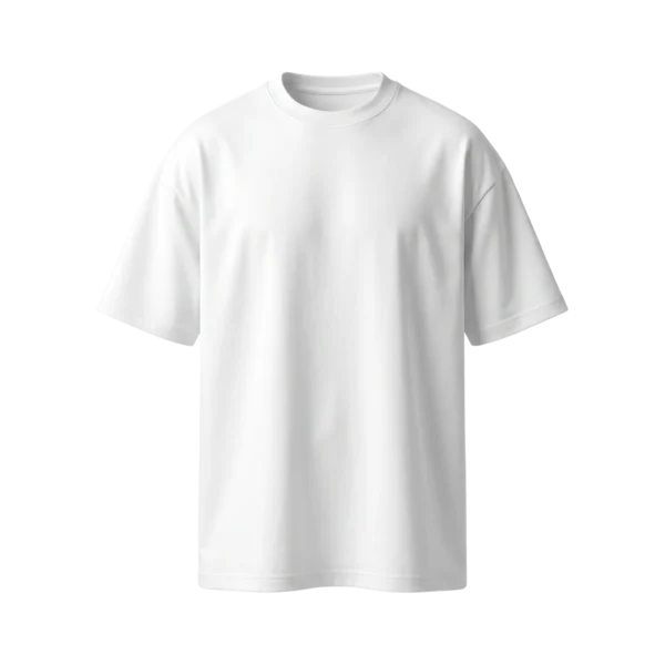 Front view of a premium blank, white oversized heavyweight t-shirt by Blnk, serving as the canvas for custom minimalist embroidery.