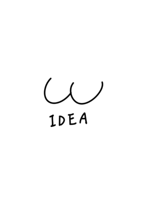 A minimalist line drawing of buttocks excreting the word IDEA, representing an ironic custom embroidery design for burnout apparel.