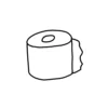 Minimalist line art of a toilet paper roll, designed as an ironic matching couple embroidery pattern for Blnk apparel.