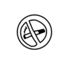 Crude hand-drawn no smoking sign, serving as an ignorant style micro-embroidery design for toxic workplace apparel.