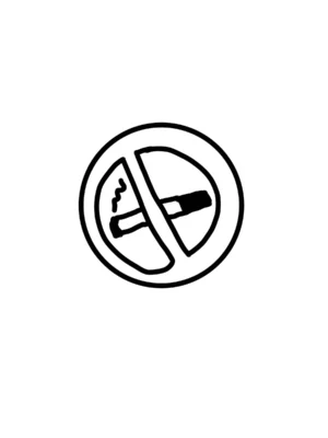 Crude hand-drawn no smoking sign, serving as an ignorant style micro-embroidery design for toxic workplace apparel.